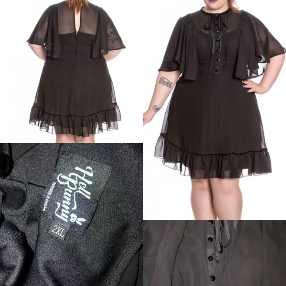 Hell Bunny Imperia Black Cape Dress